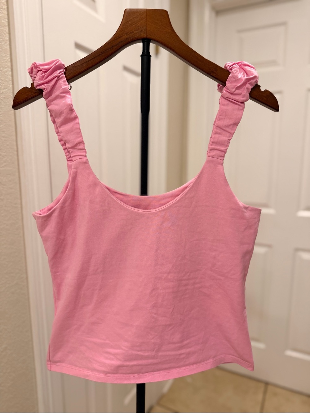French Connection Rallie Ruched Strap Tank Pink Size Large - Picture 5 of 6